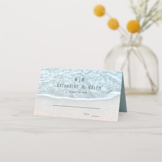 Carte De Placement Mariage Turquoise Blue Ocean Beach (Devant)