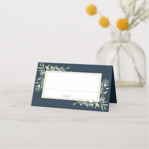 Carte De Placement Mariage verdure aquarelle bleu eau profonde