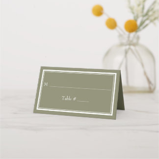 Carte De Placement Mariage vert minimaliste à la frontière moderne