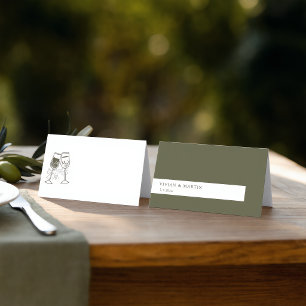 Carte De Placement Mariage Vierge Bois d'Olive Champagne