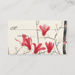 Carte De Placement Mariage Vintage, Arbre de Magnolia Rose Japonais