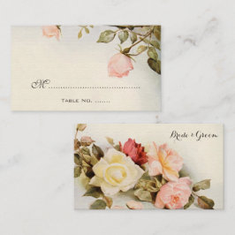 Carte De Placement Mariage vintage Jardin antique Fleurs Roses