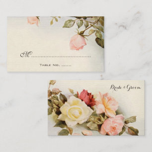 Carte De Placement Mariage vintage Jardin antique Fleurs Roses