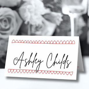 Carte De Placement Mariage Whimsical rouge français tiré à la main