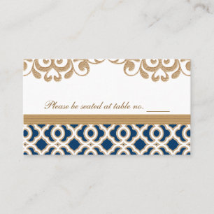 Carte De Placement Marine Bleu et or Marocain Mariage Table Place