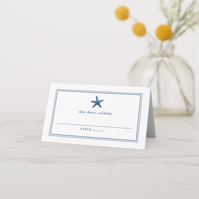 Carte De Placement Marine Bleu Nautique Mariage de poisson étoile Esc (Devant)