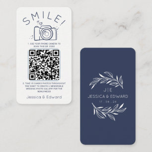 Carte De Placement Marine Bleu Photos mémorables Qr Code mariage Mode