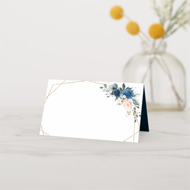 Carte De Placement Marine bleu rose rose rose rose Boho Mariage géomé (Devant)