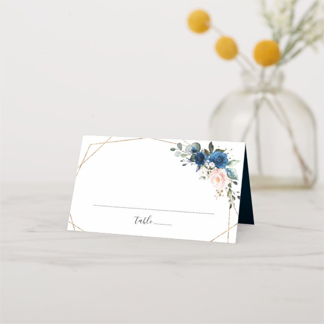 Carte De Placement Marine bleu rose rose rose rose Boho Mariage géomé (Devant)
