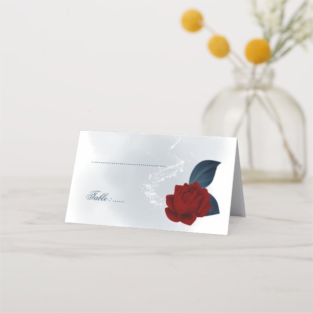 Carte De Placement Marine romantique & fleurs bordeaux Carte Place (Devant)