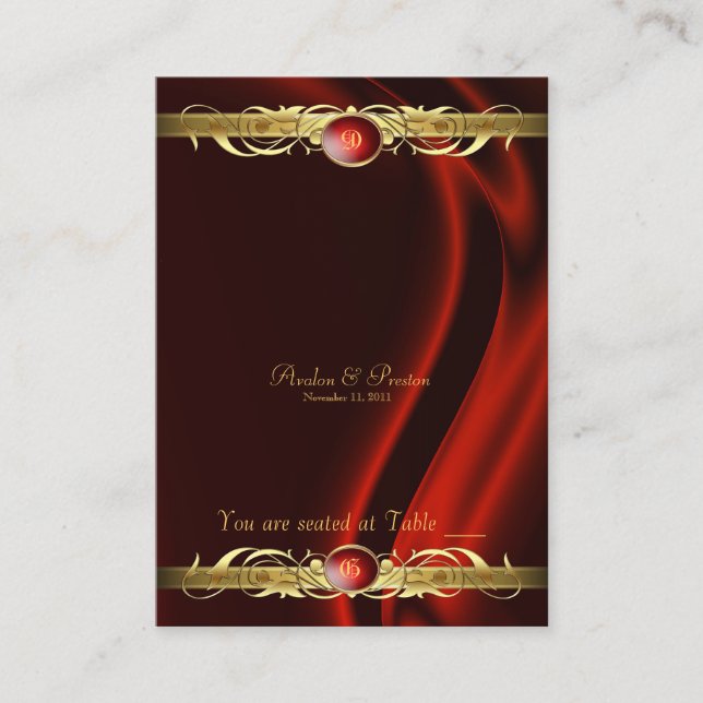 Carte De Placement Marquis Rouge Soie Gold Soll Table Placecard (Devant)