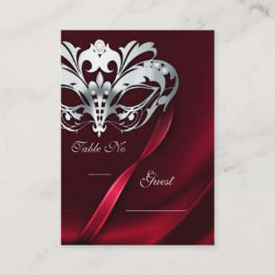 Carte De Placement Mascarade Argent Rouge joaillé Table PlaceCard