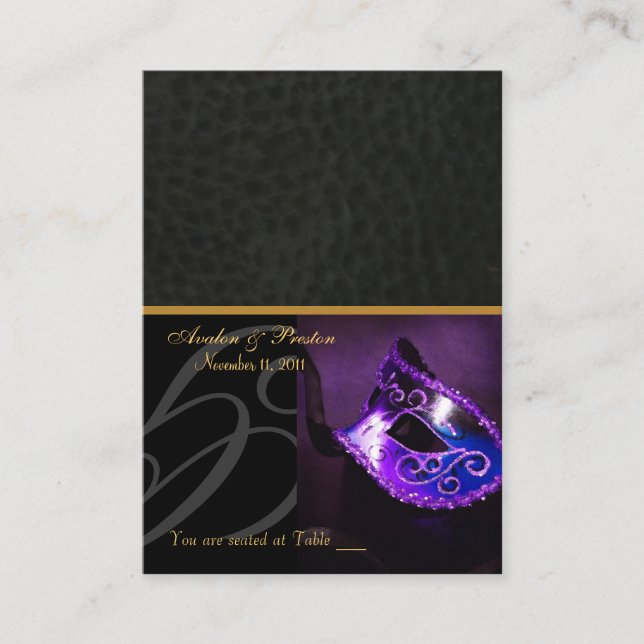 Carte De Placement Mascarade de Venise Mascarade Masque violet Plaque (Devant)