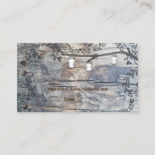 Carte De Placement Mason Jars & Inséparables Rustic Branch Table Plac