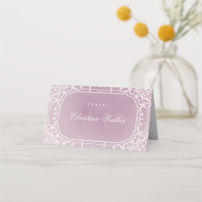 Carte De Placement Mauve élégante romantique carte de lieu de mariage (Devant)