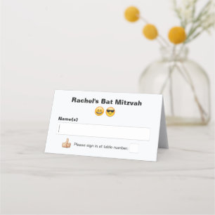 Carte De Placement Médias sociaux Bat mitzvah Emoji ou Bar Mitzvah