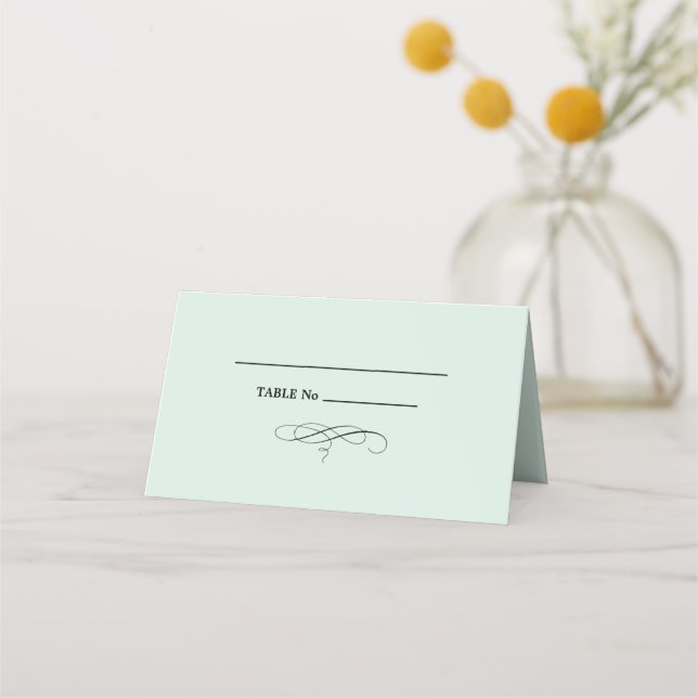 Carte De Placement Mention élégante | Black Mariage Table Place Card (Devant)