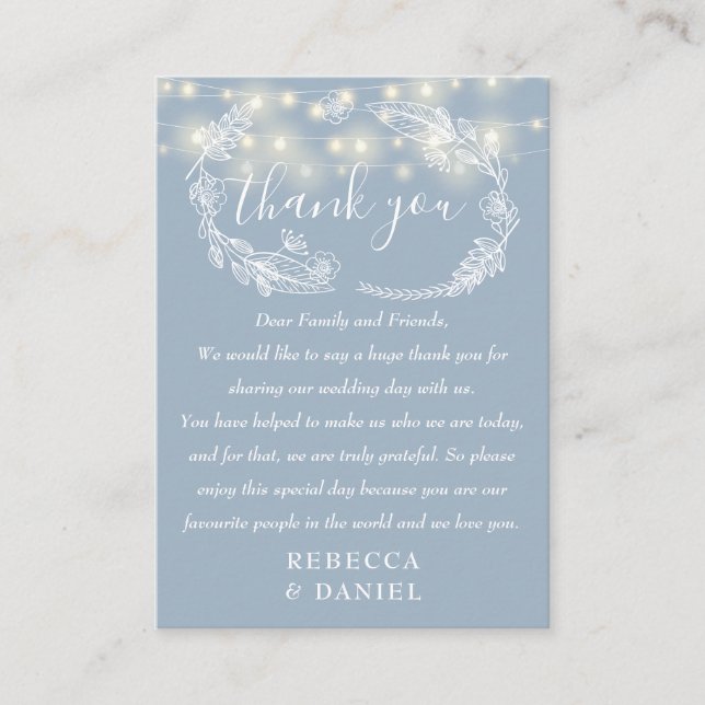 Carte De Placement Merci à cordes Dusty Mariage bleu (Devant)