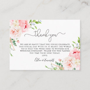 Carte De Placement Merci de Mariage rose rustique