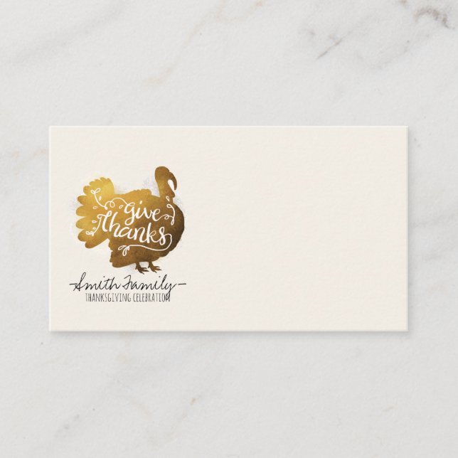 Carte De Placement Merci. | Fête de Thanksgiving en famille (Devant)