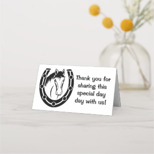 Carte De Placement Merci Mariage Black Horse Horseshoe Western