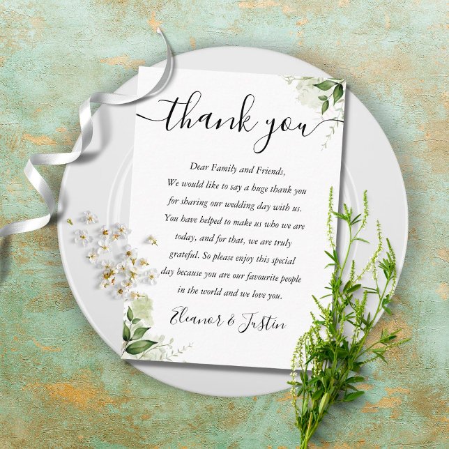 Carte De Placement Merci Mariage Feuille Script vert (Créateur téléchargé)