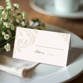 Carte De Placement Minimal Classic Damask Ivory Red Photopop Wedding