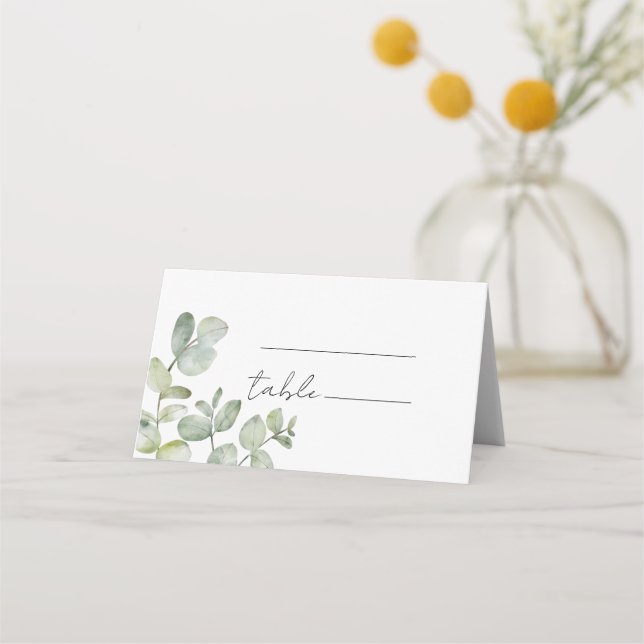 Carte De Placement Minimal Eucalyptus Watercolor Wedding (Devant)