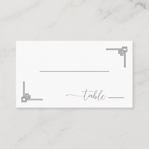 Carte De Placement Minimalisme Géométrique Noir Élégant