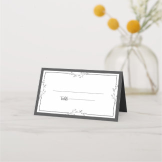 Carte De Placement Minimalist Black & White Wedding Folded Place Card