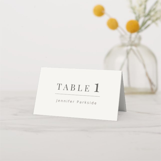 Carte De Placement Minimalist Wedding | Warm White (Devant)