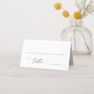 Carte De Placement Minimaliste noir et blanc 1 Mariage Numéro de tabl