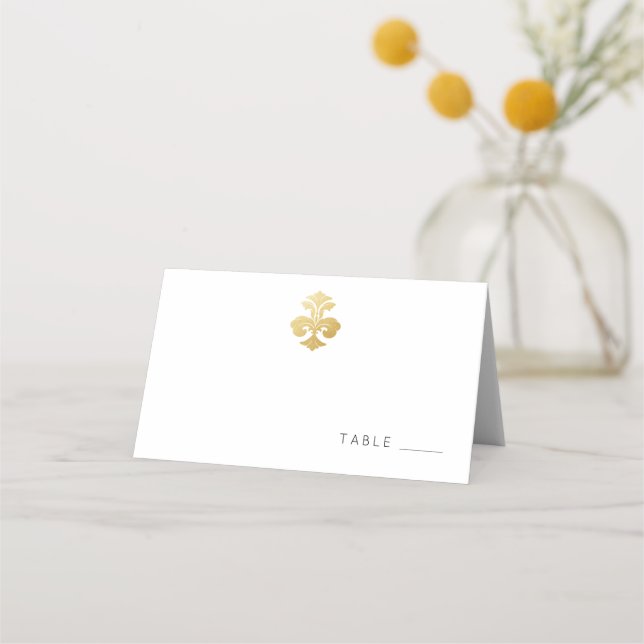 Carte De Placement Modèle Golden Fleur de Lis Damask (Devant)