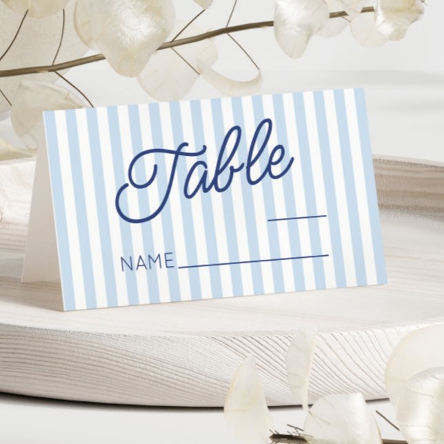 Carte De Placement Modern Minimal Minimalist Blue Stripes Wedding (Créateur téléchargé)