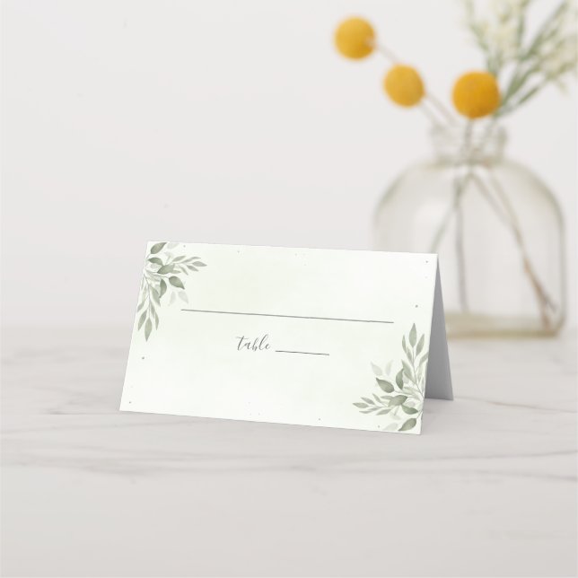 Carte De Placement Modern Sage Greenery Botanical Folded Place Card (Devant)