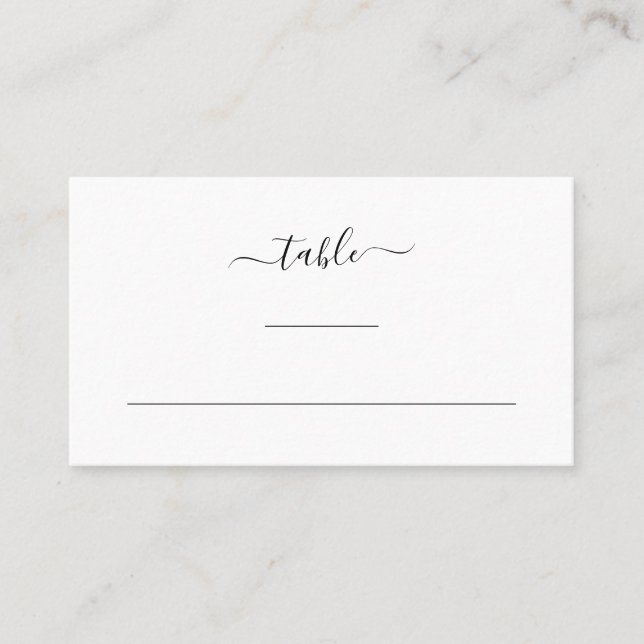 Carte De Placement Moderne Elegant noir et blanc Mariage simple (Devant)