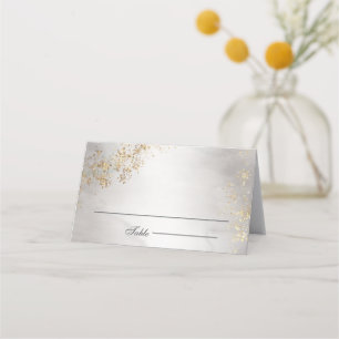 Carte De Placement Moderne Luxe Paillettes Dorées Mariage Brume Grise