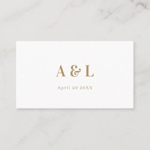 Carte De Placement Monogramme mariage minimaliste or blanc