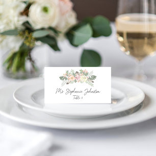 Carte De Placement Monogramme Mariage rose et or Floral Boho