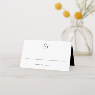Carte De Placement Monogramme noir traditionnel Mariage officiel
