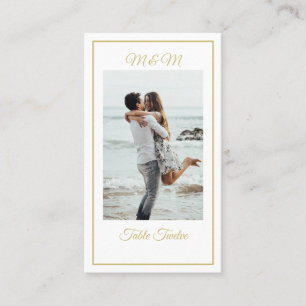 Carte De Placement Monogramme Photo Gold Elegant Numéro de table