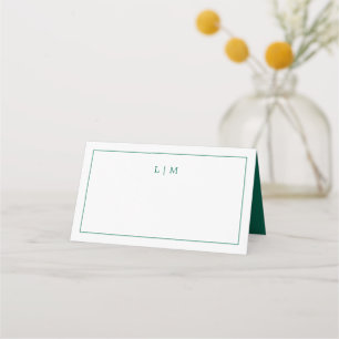 Carte De Placement Monogramme vert émeraude simple Mariage élégant