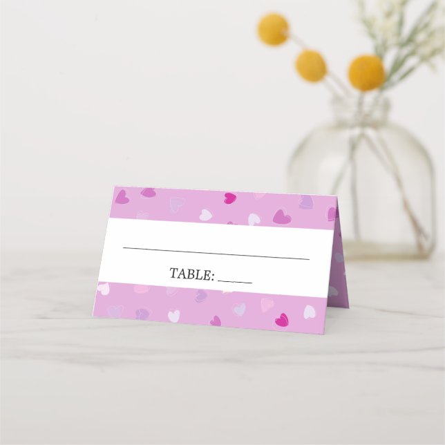 Carte De Placement Motif Des Coeurs, Coeurs Violets, Amour, Mariage (Devant)