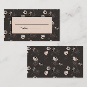 Carte De Placement Motif des crânes d'Halloween Éffrayants noir et bl