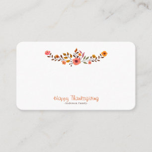 Carte De Placement Motif floral moderne Thanksgiving