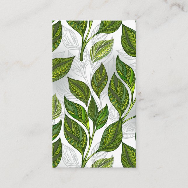 Carte De Placement Motif sans couture avec Feuilles de thé vert (Devant)
