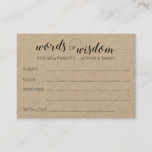 Carte De Placement Mots rustiques de sagesse Nouveaux parents Conseil