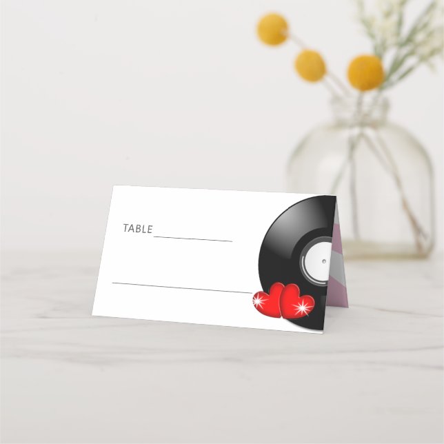 Carte De Placement Musique Retro Vinyl Record Mariage Fun (Devant)