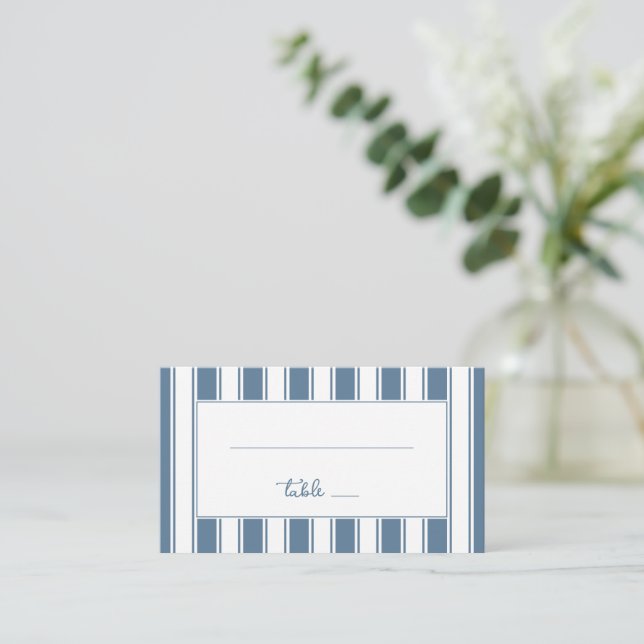 Carte De Placement ** Nautical Blue Stripes Elegant (Debout devant)