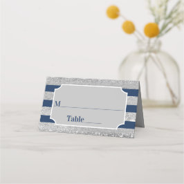 Carte De Placement Navy, Gris Stripes Bar Mitzvah